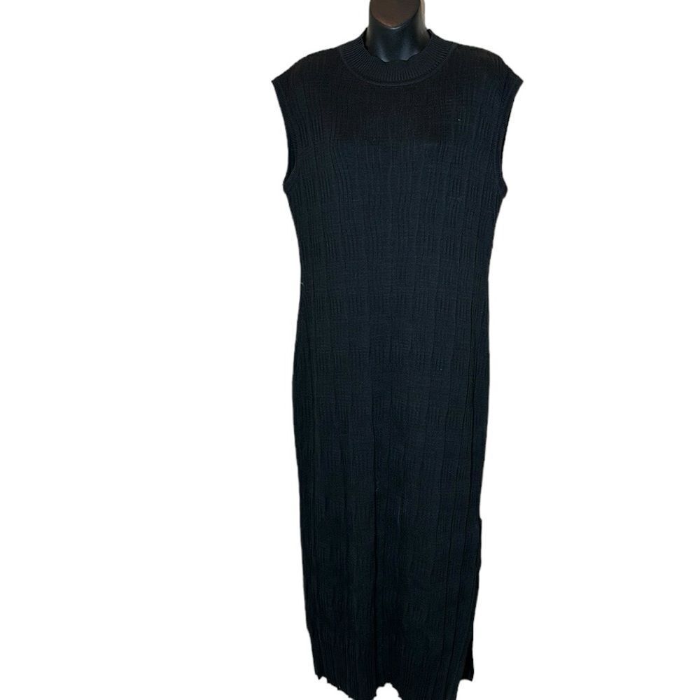 Peruvian connection 3D knit textured wavy maxi dress Pima cotton vintage 80s